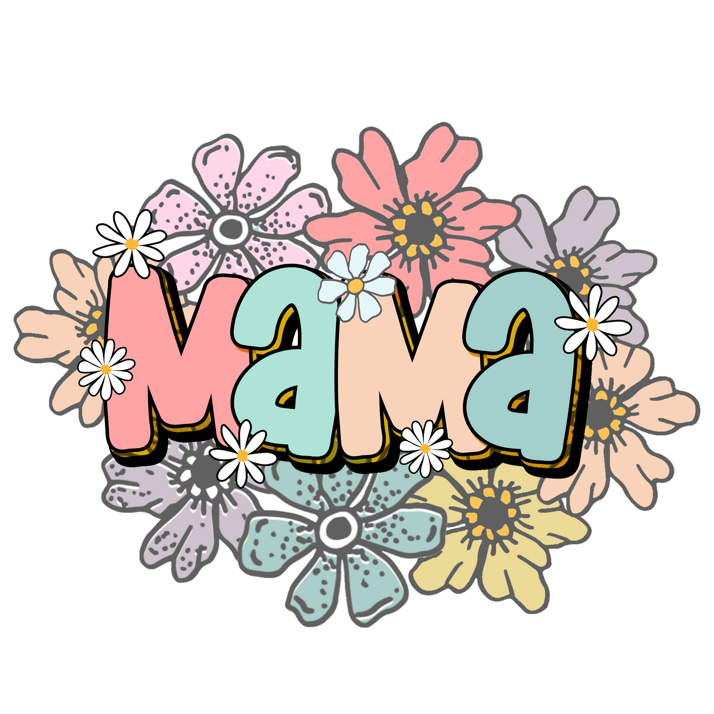 Mama Floral  Vinyl, Sticker, 3x3 in