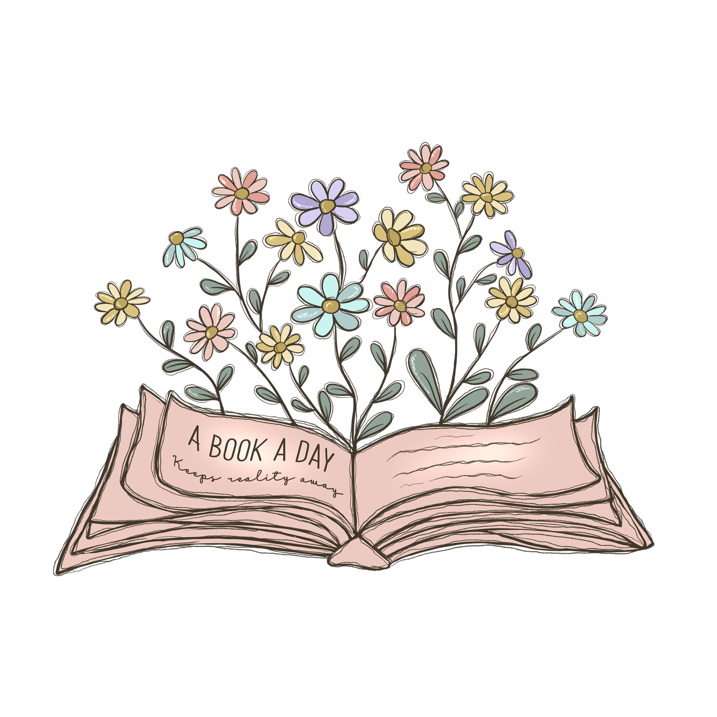 A Book A Day Keeps Reality Away Vinyl, Sticker, 3x3 in