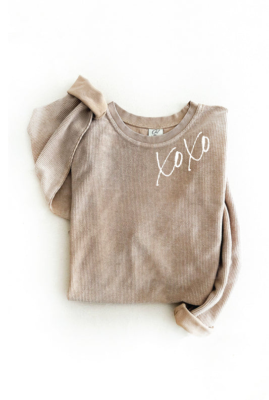 XOXO Thermal Vintage Pullover: M / LATTE
