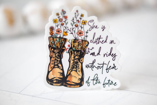 Without Fear Of The Future, Boots Vinyl Sticker, 3x3 in.