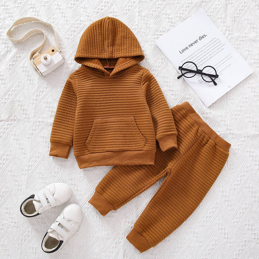 2pcs Baby BoyGirl   Thickened   and Trousers Set: 3 Years / Brown
