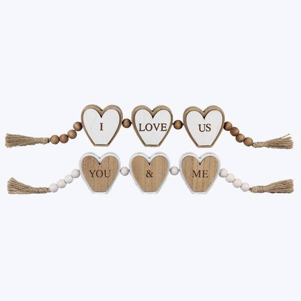 Wood Heart Shaped Tabletop Sign with Blessing Beads and Tass