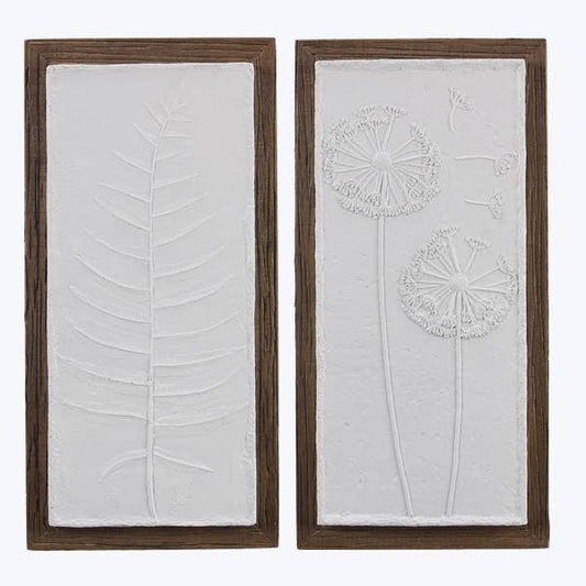 Wood Wall Floral Sign with Resin Art, 2 ast