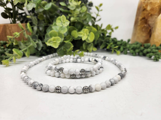 White Howlite Double Twist Bracelet/Necklace -6mm