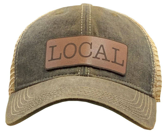 "LOCAL" Black Trucker Cap With Genuine Leather Patch