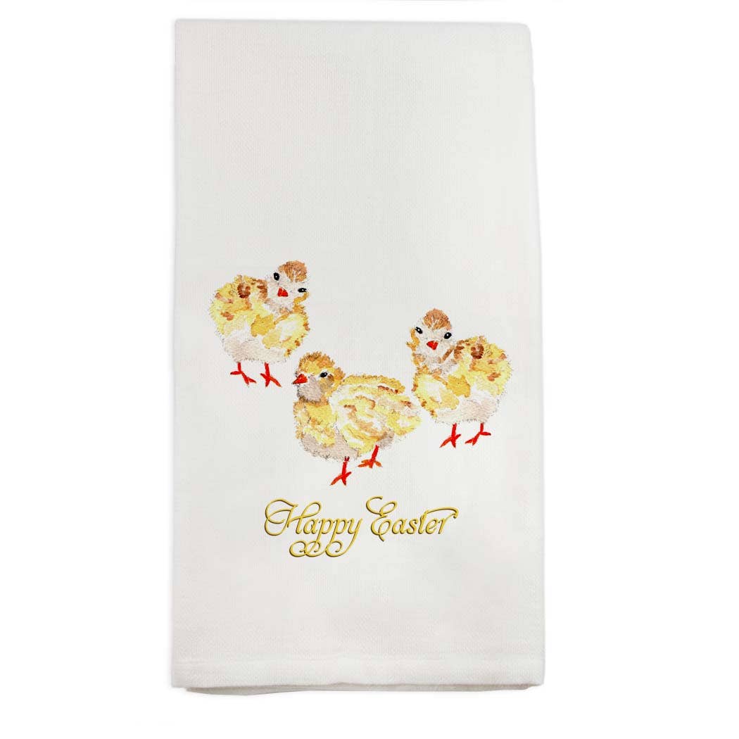 Three Baby Chicks Happy Easter Dish Towel