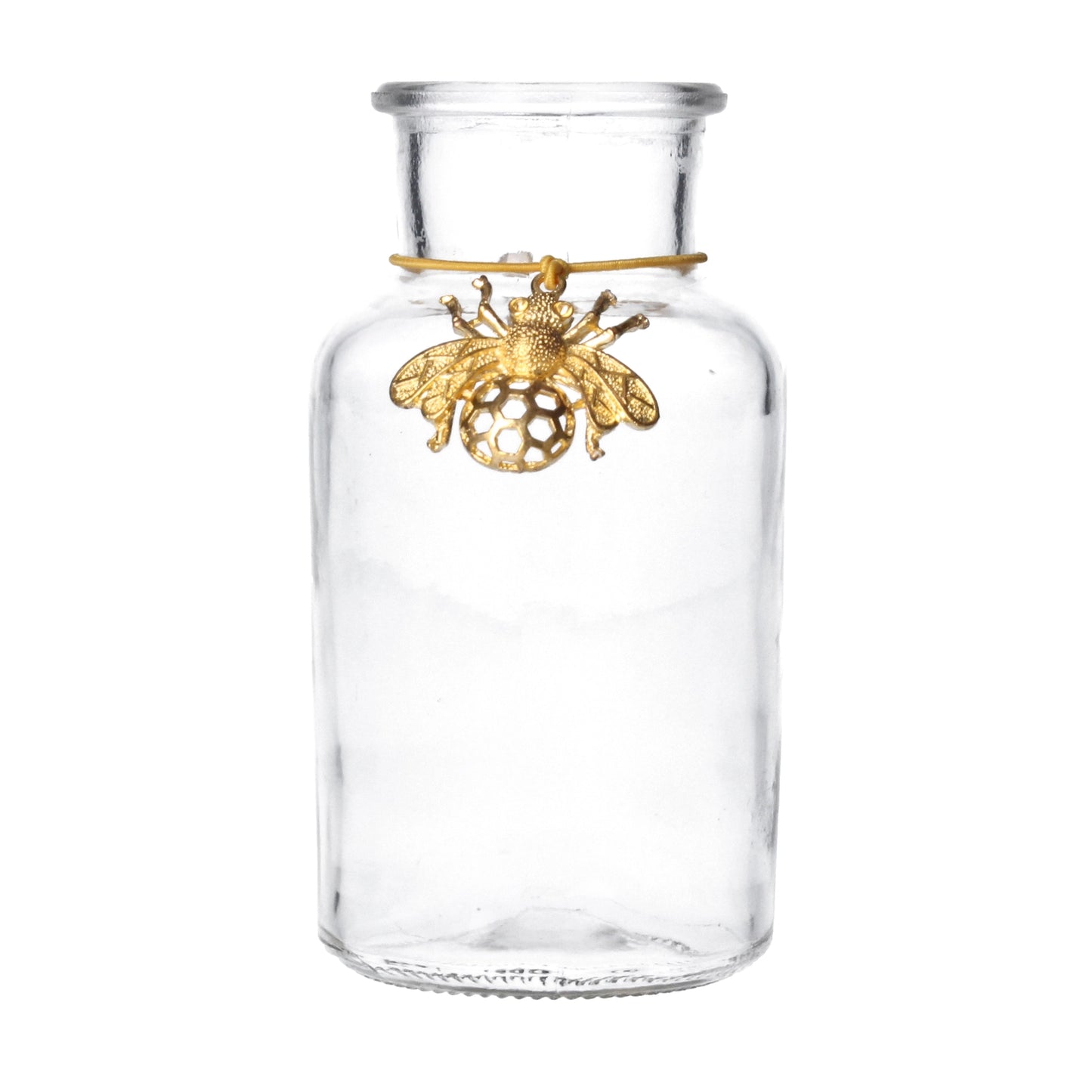 Glass Mini Bottle Vase with Gold Bee Charm